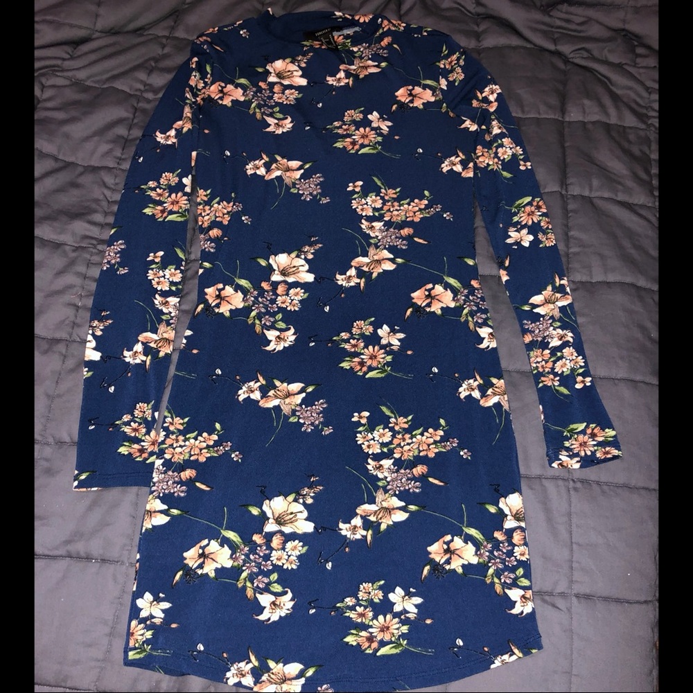 Forever 21 Floral Mock Neck Mini Dress